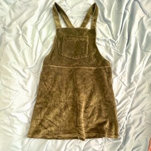 HOLLISTER OLIVE CORDUROY OVERALL MINI DRESS